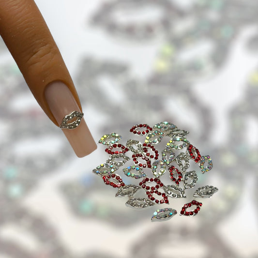 Lip Nail Charms – Red, White & AB (30 pcs)