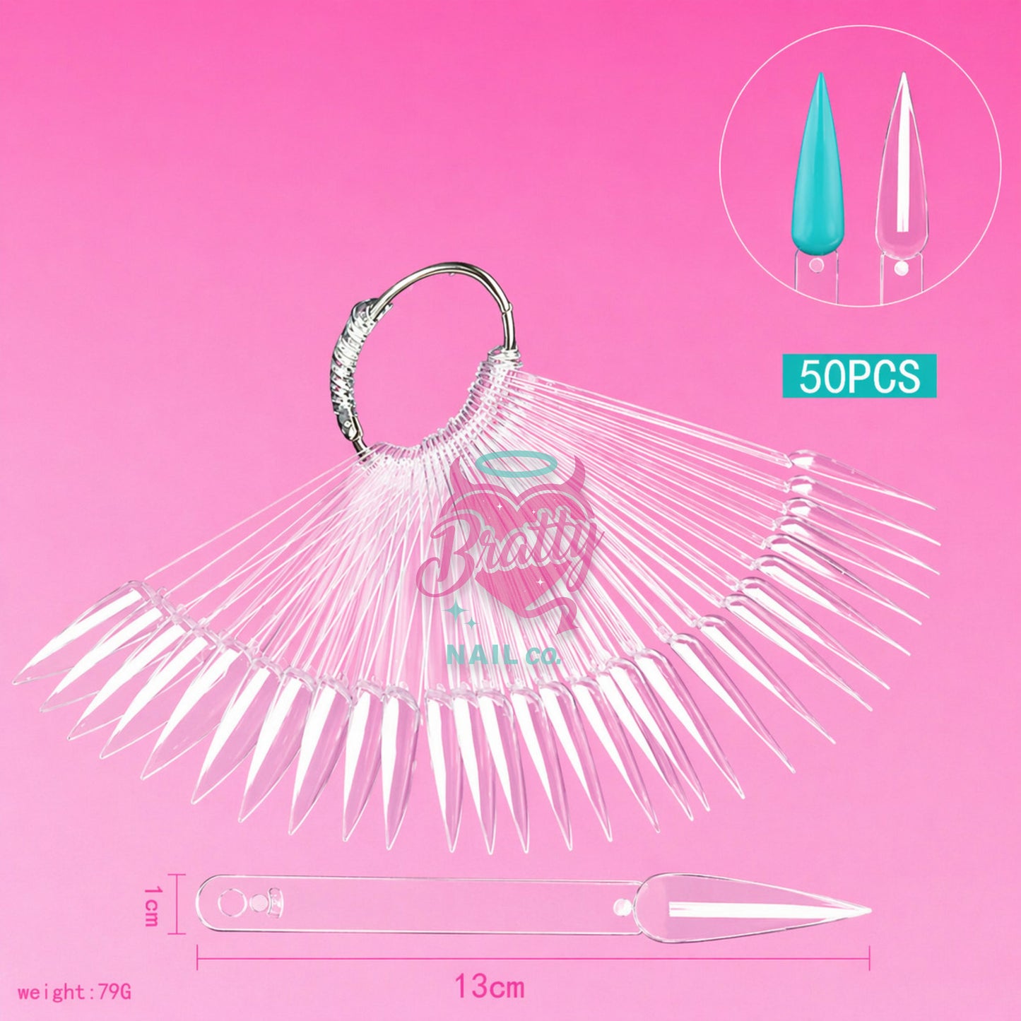 Nail Art Swatch Sticks | Stiletto | Clear