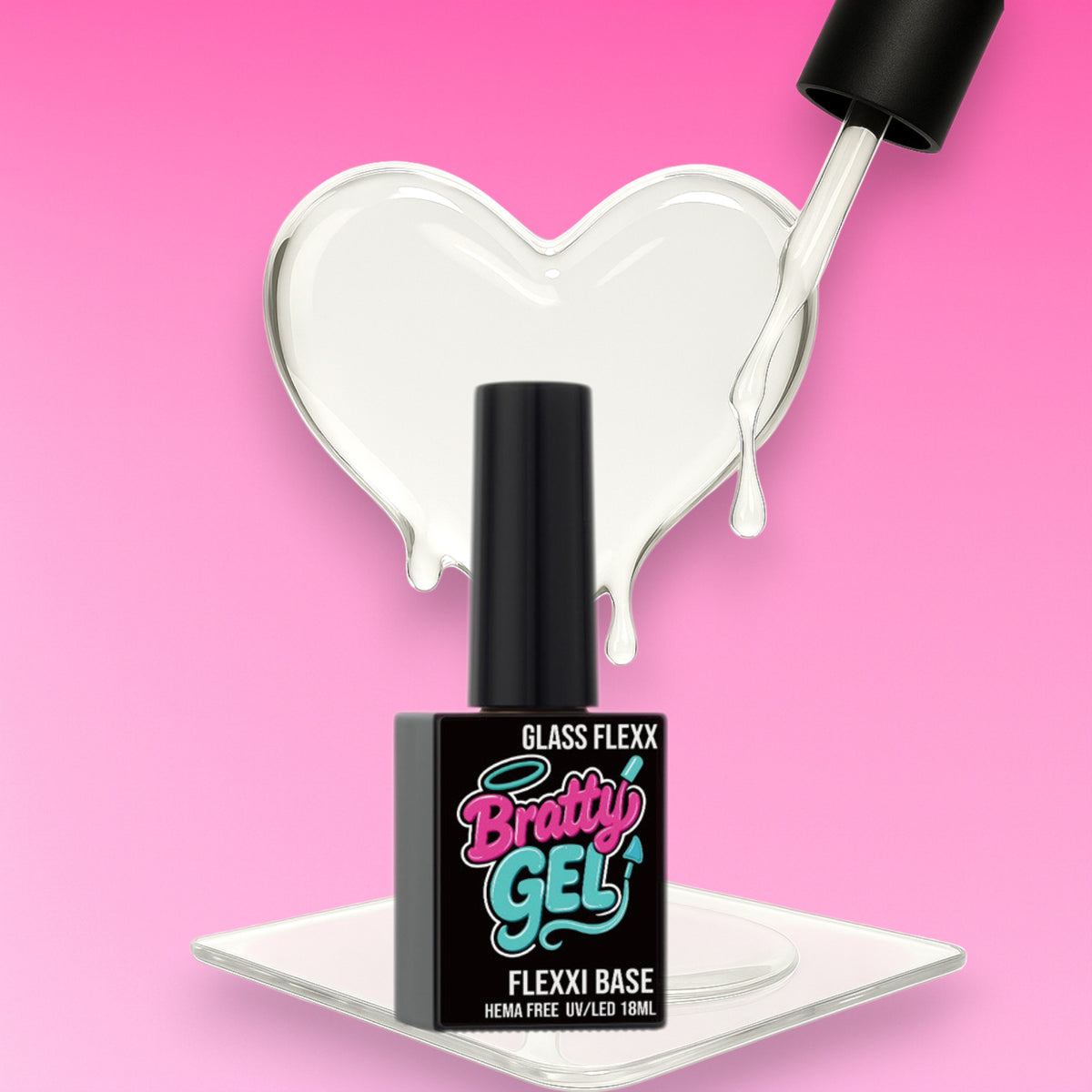Glass Flexx clear rubber base gel by Bratty Nail Co.