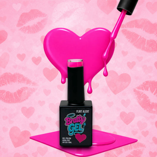 Flirt Alert electric hot pink gel polish by Bratty Nail Co.