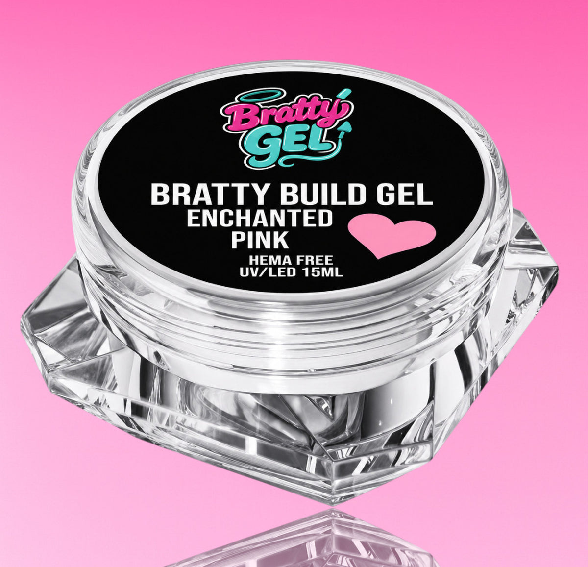 Enchanted Pink build gel in 15ml pot by Bratty Nail Co.