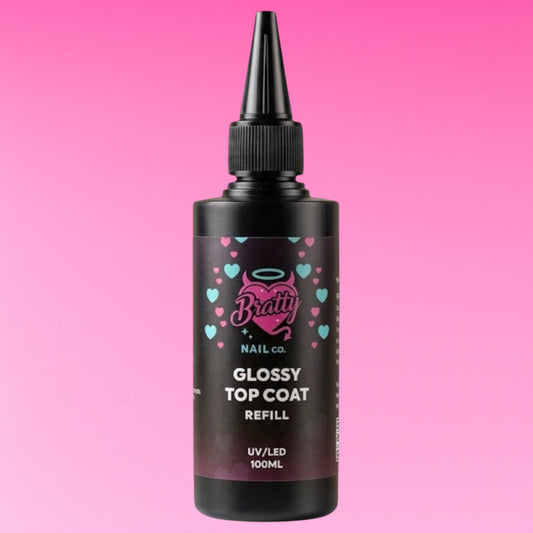 Glossy 100ml gel top coat refill by Bratty Nail Co.