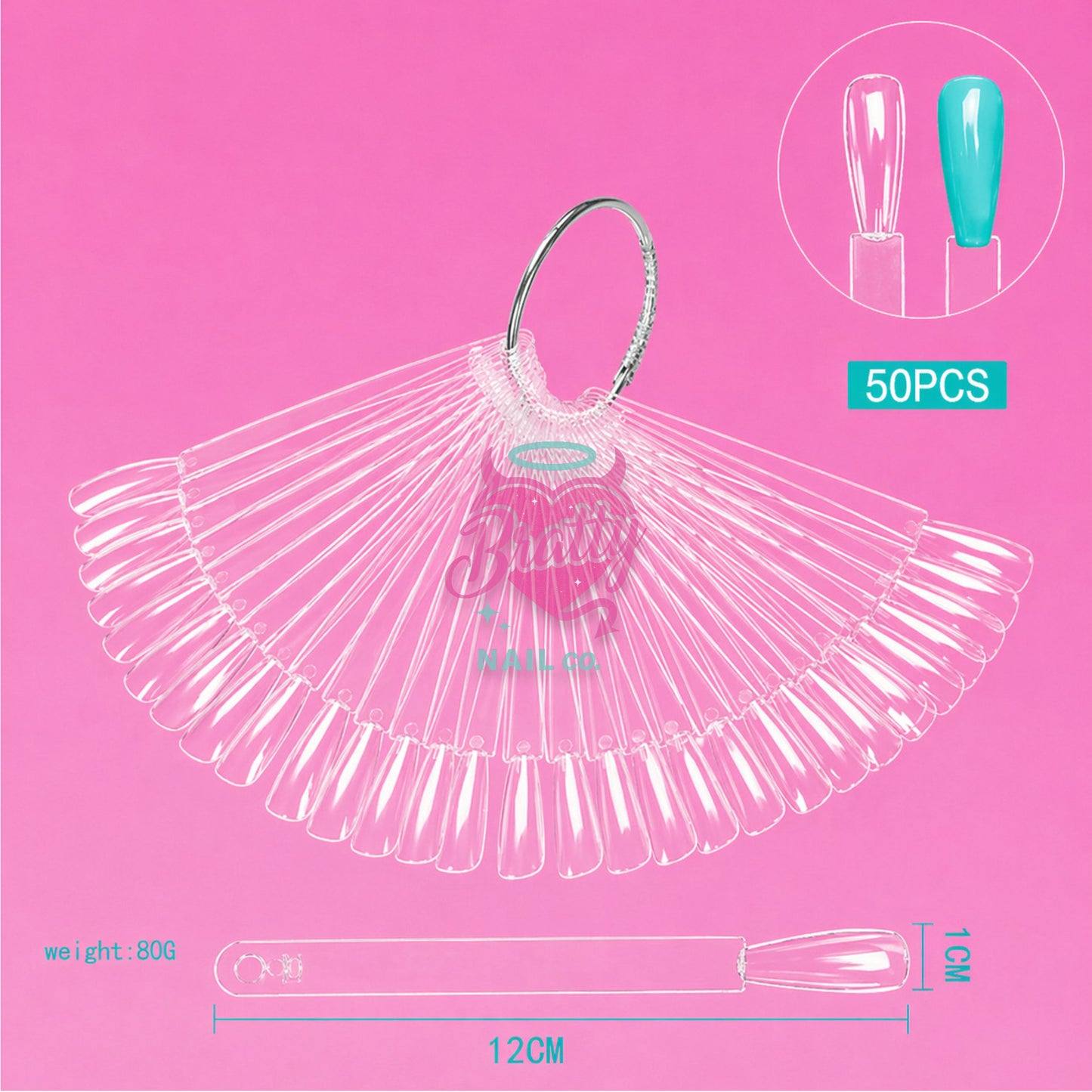 Nail Art Swatch Sticks | Coffin | Clear